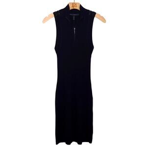 White House Black Market Sleeveless Ribbed Sheath Dress Womens XXSP Zipper Midi